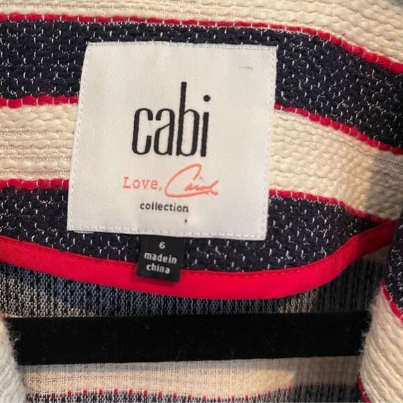 Cabi Cruise Jacket Red Navy Blue Cream Striped Blazer Nautical Size 6 - Picture 5 of 7
